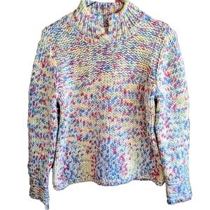 Vintage Talbots Womens Chunky Knit Colorful Sweater Sz P Preppy Cozy Hong Kong